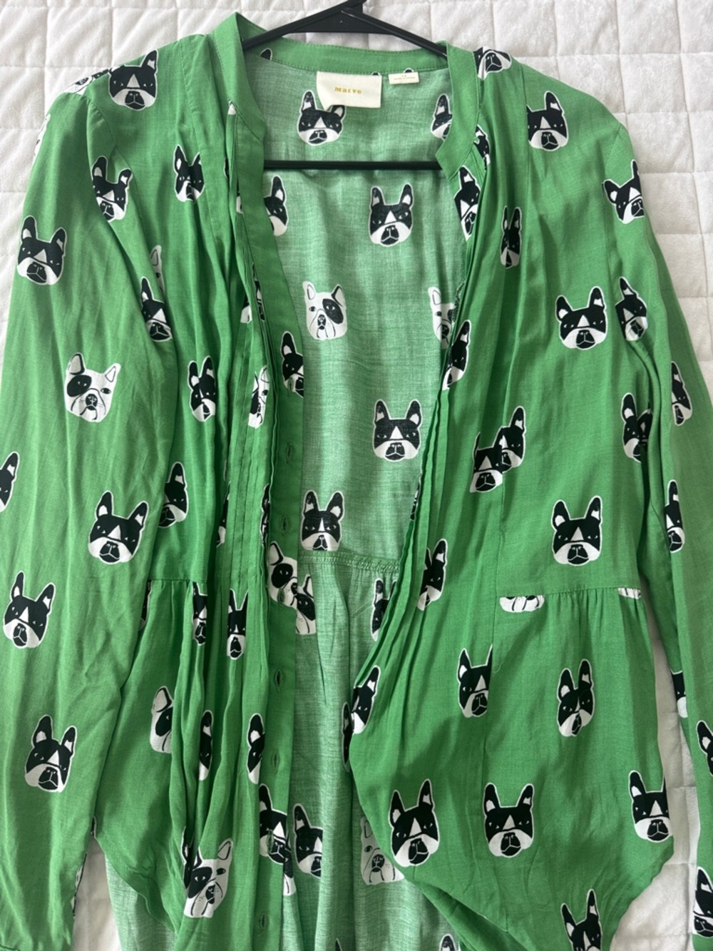 Maeve Green Dog-Face Lightweight Cardigan